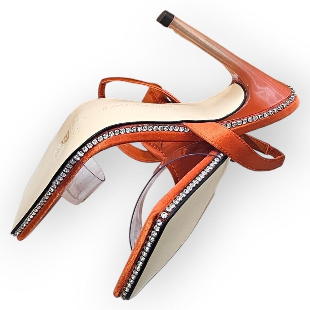 Crystal Crush Lucite Rhinestone Orange Stiletto Sandal by Good American SZ‎ 6.5 - Picture 5 of 8